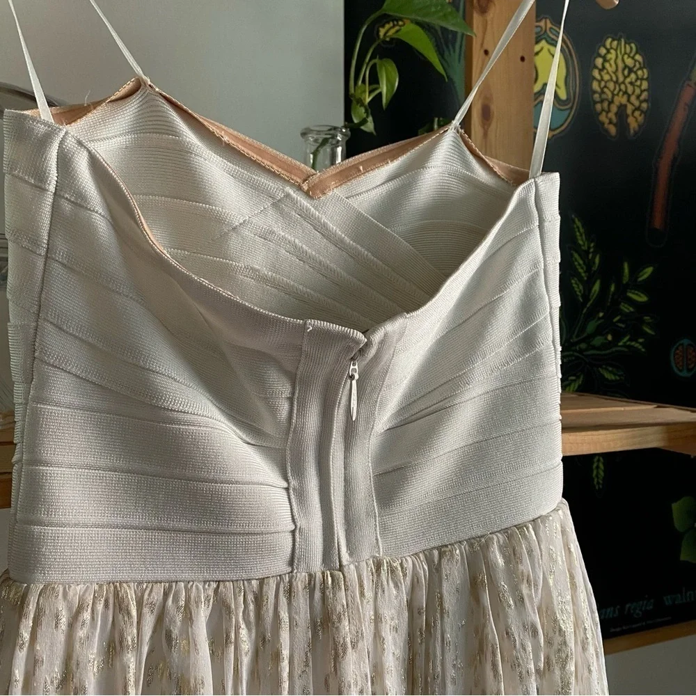 ERIN by Erin Fetherson Cream Gold Strapless Anabel Lurex Dress - Picture 10 of 16